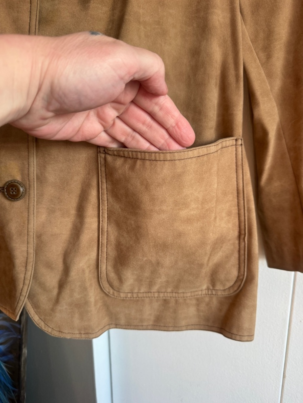 VINTAGE 70s Ample Jacs California Brushed Suede Style Cotton Jacket Groovy Retro - Picture 8 of 11